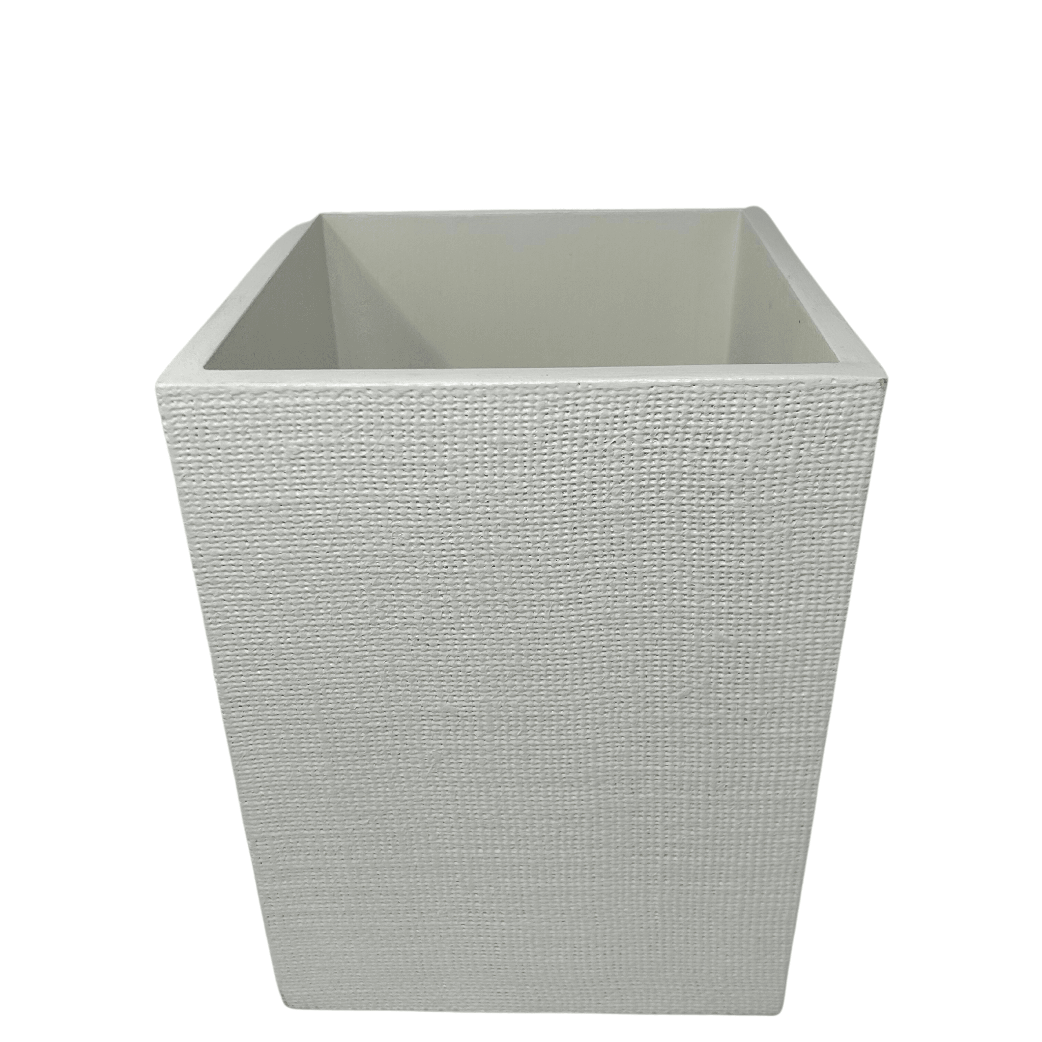 White Burlap Wastebasket - Sea Green Designs