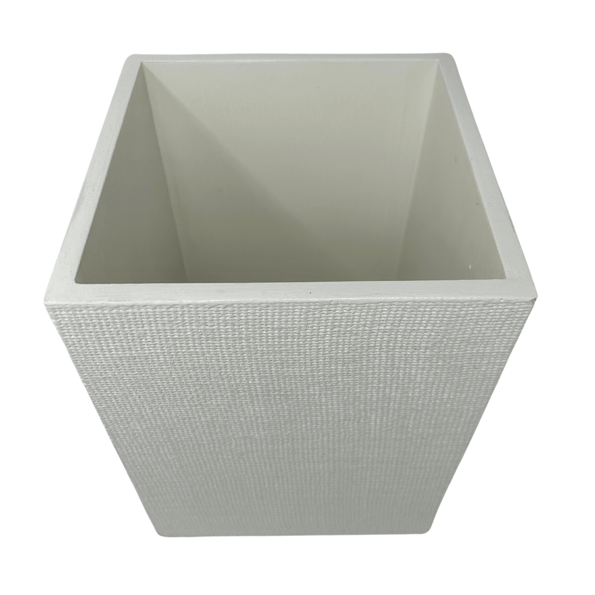 White Burlap Wastebasket - Sea Green Designs