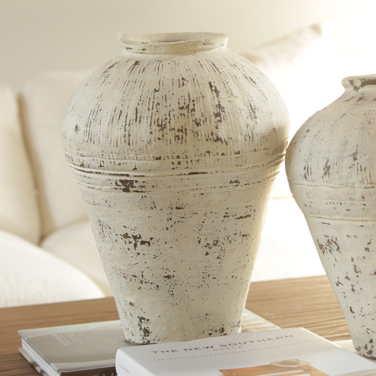 Antique Jar in White Wash