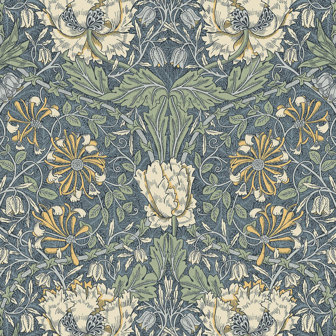 Ogee Flora Wallpaper - Sea Green Designs