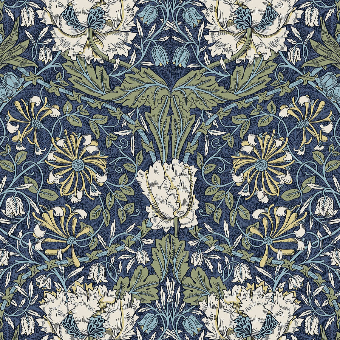 Ogee Flora Wallpaper - Sea Green Designs