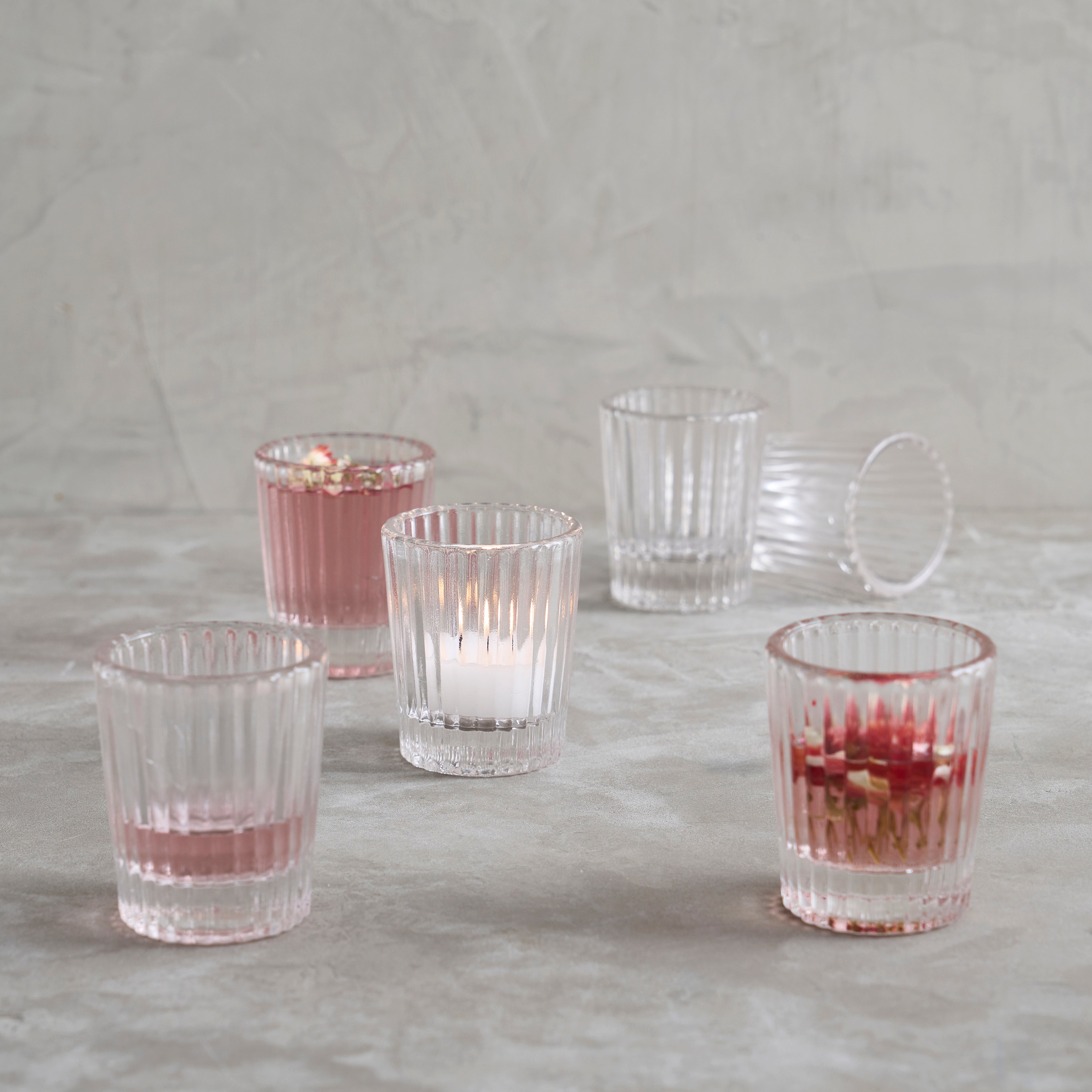 Pressed Clear Shot Glasses, Set of 6 - Sea Green Designs