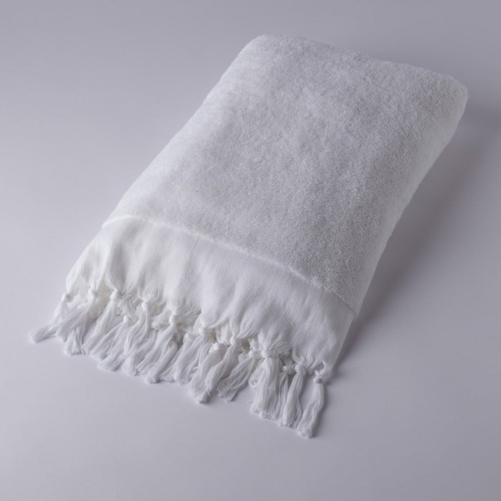 Plain Terry Bath Towel in White - Sea Green Designs