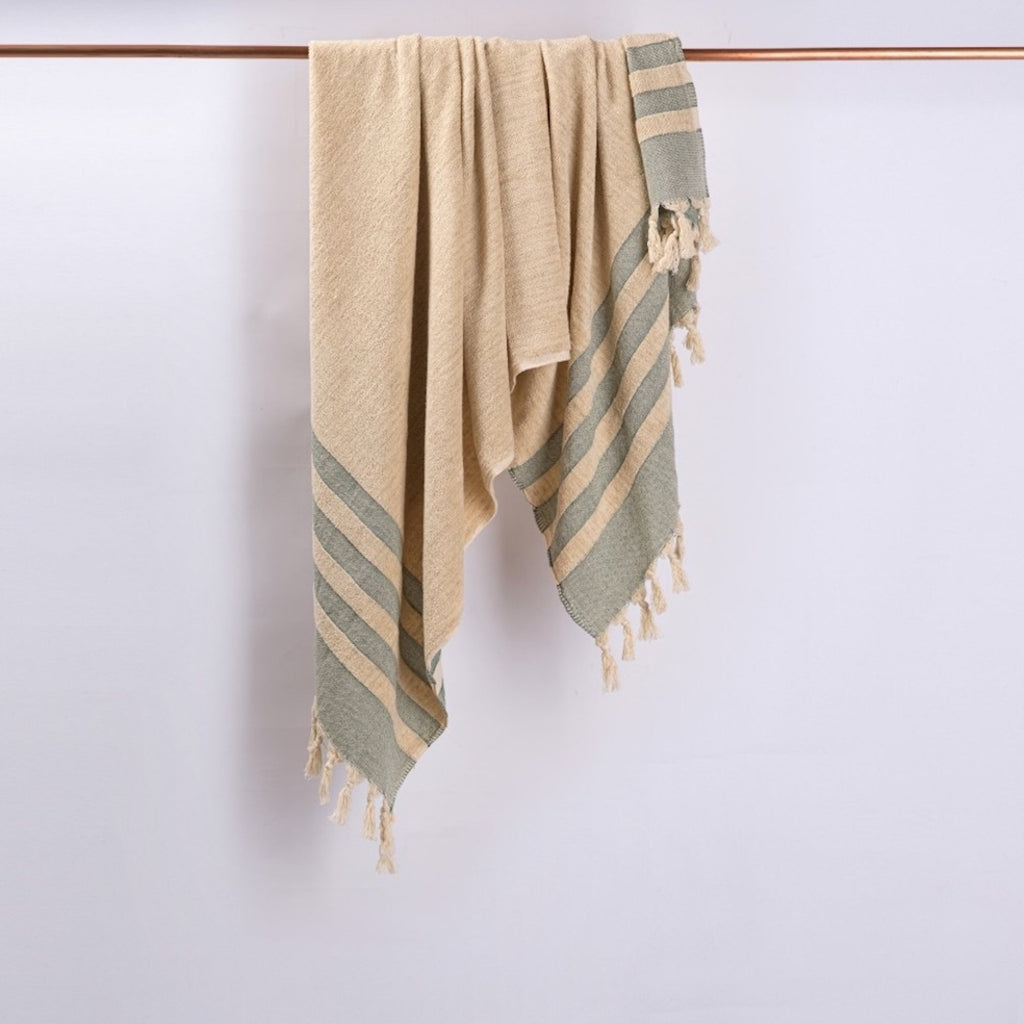 Hand loomed Linen Terry Bath Towel - Sea Green Designs