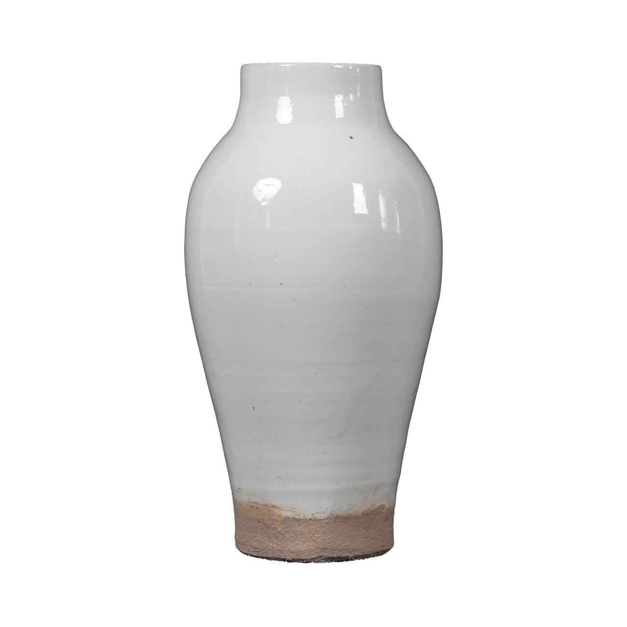 10” White Vase With Big Opening - Sea Green Designs