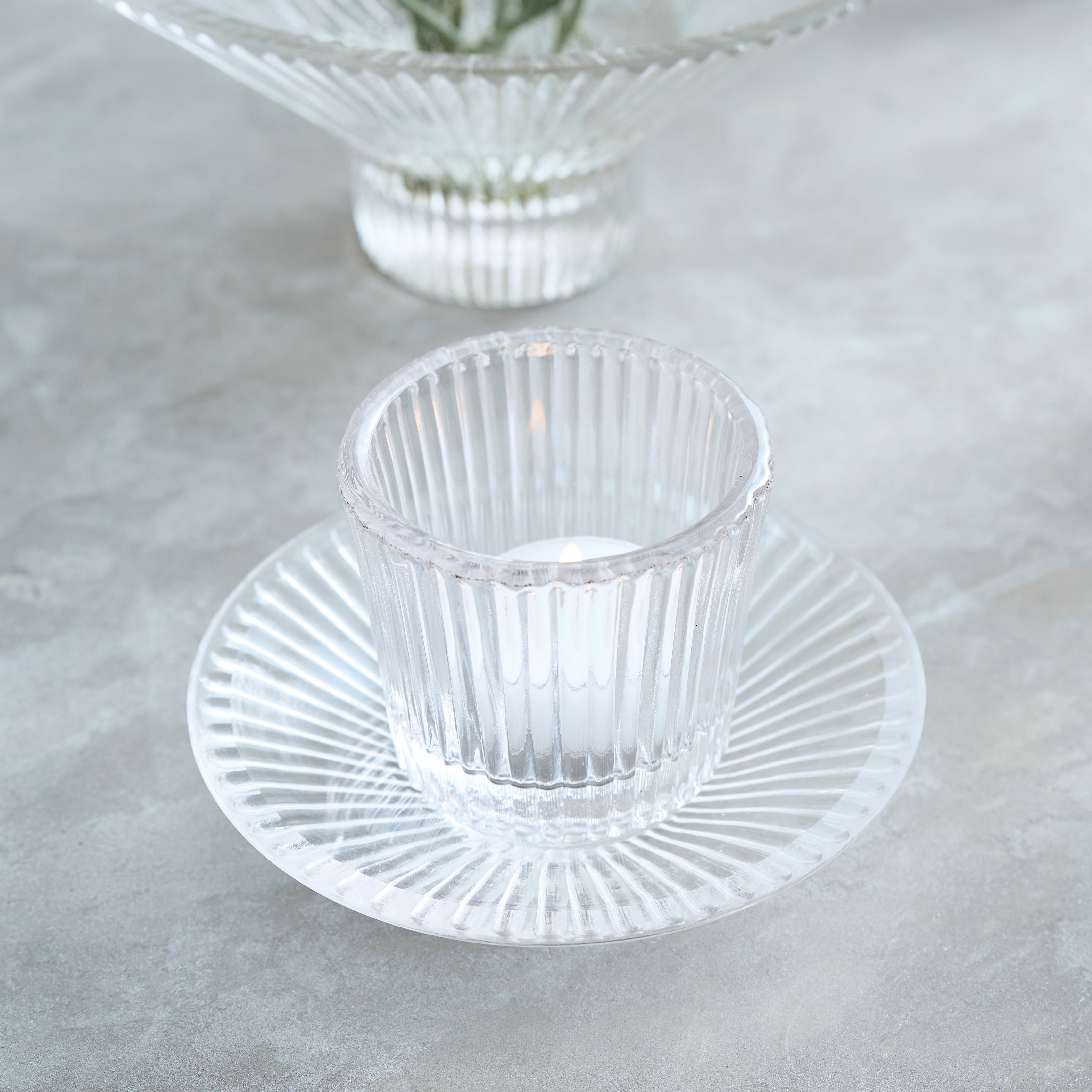 Pressed Clear Glass Small Plates, Set of 6 - Sea Green Designs