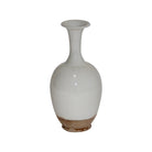 11" Off White Ceramic Bottle with Unglazed Base - Sea Green Designs