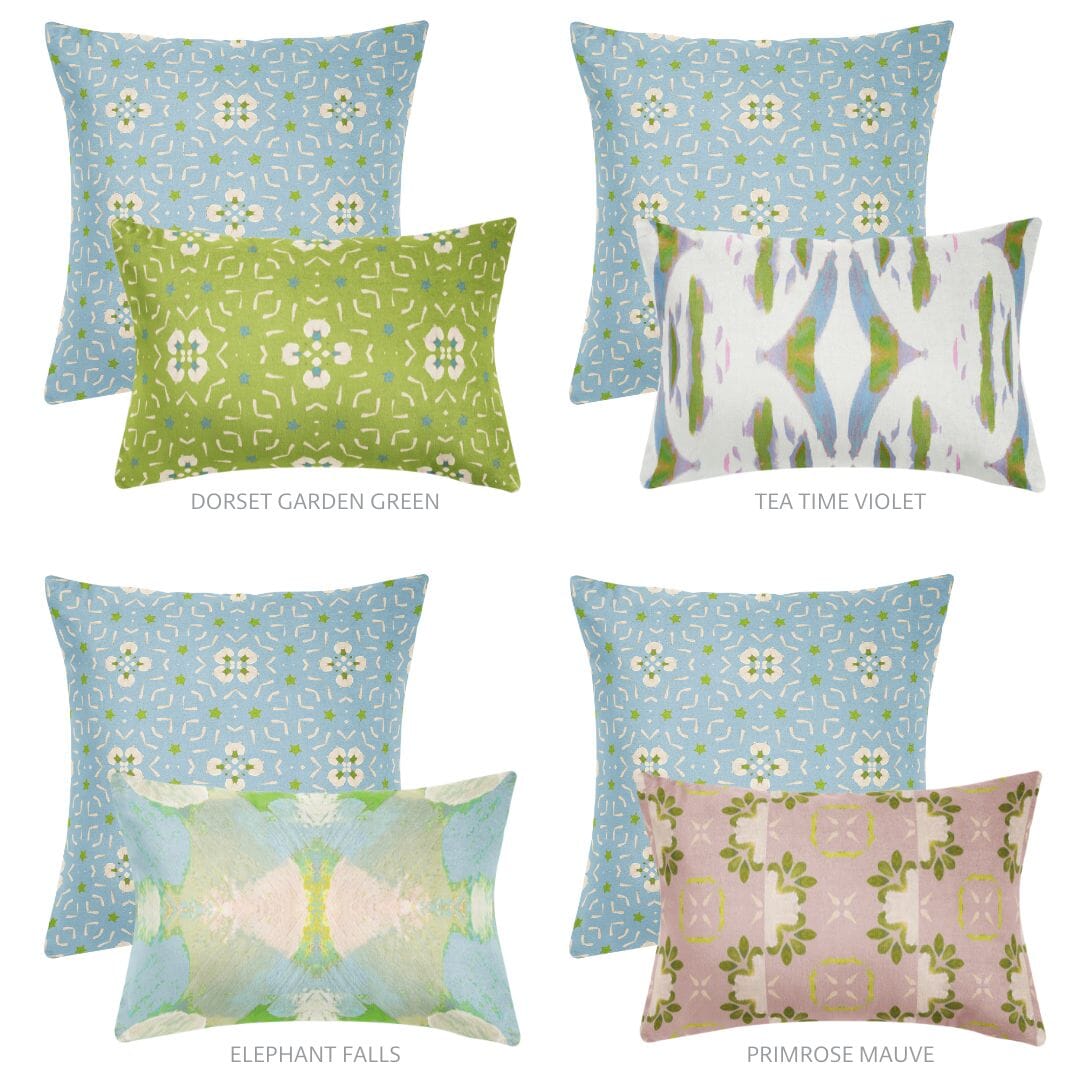 Dorset Garden Blue 22x22 Pillow - SEa Green Designs