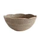 Burman Rattan Scalloped Edge Bowl - Sea Green Design 