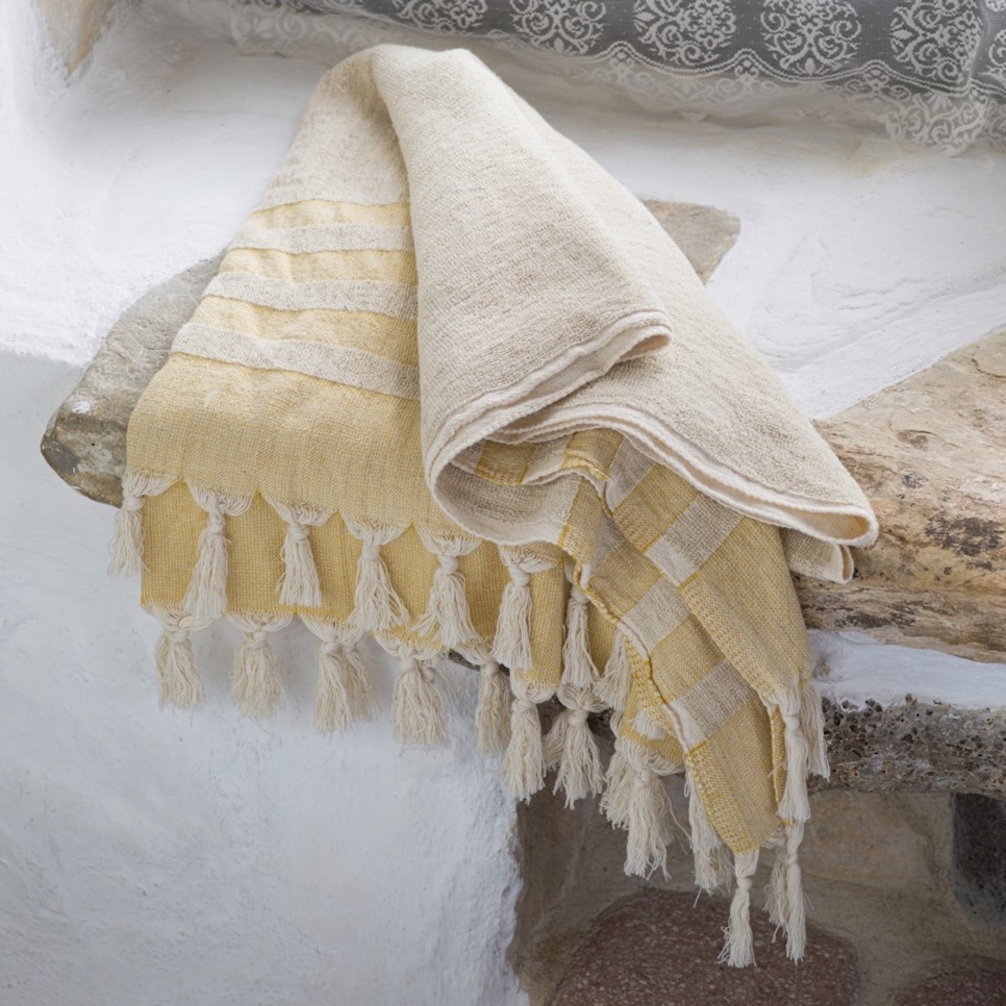 Hand loomed Linen Terry Bath Towel - Sea Green Designs