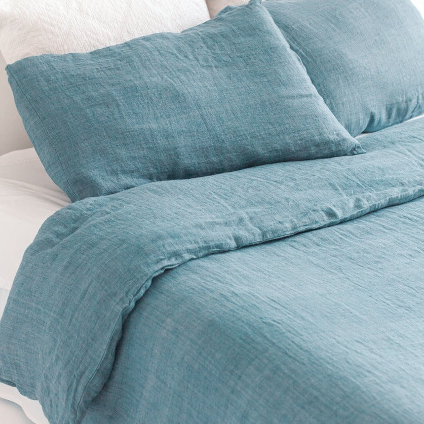 Linen Duvet Cover Set in Denim Blue - Sea Green Designs