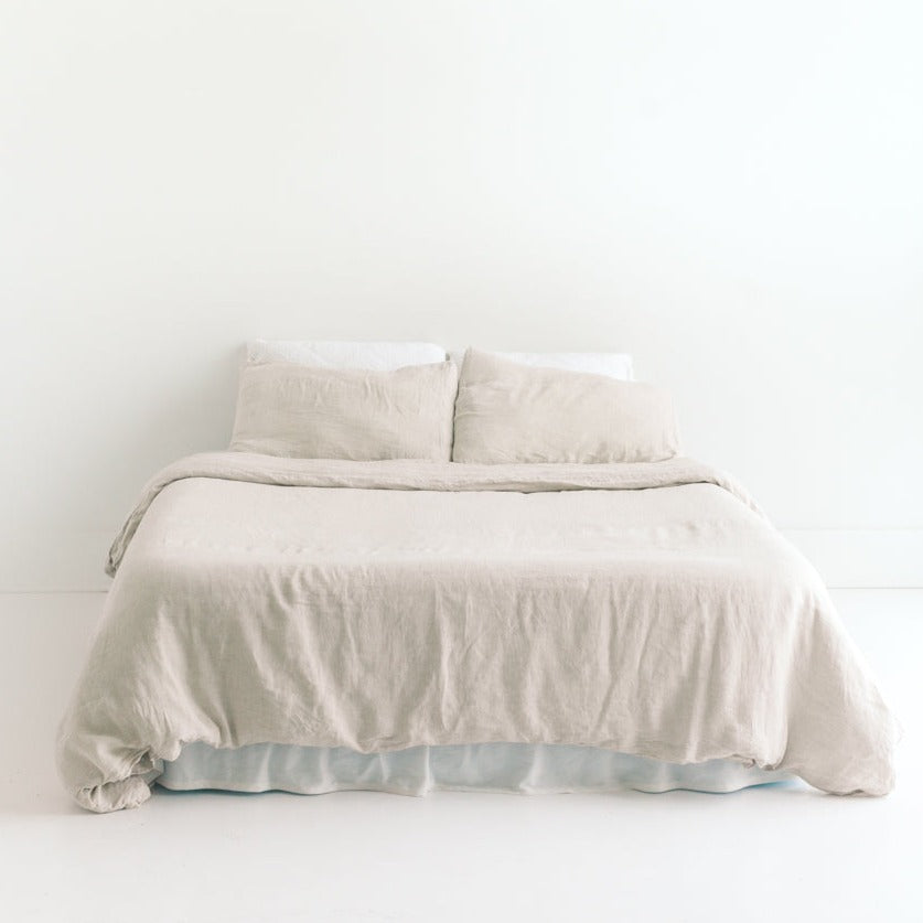 Linen Duvet Cover Set - Natural Chambray - Sea Green Designs