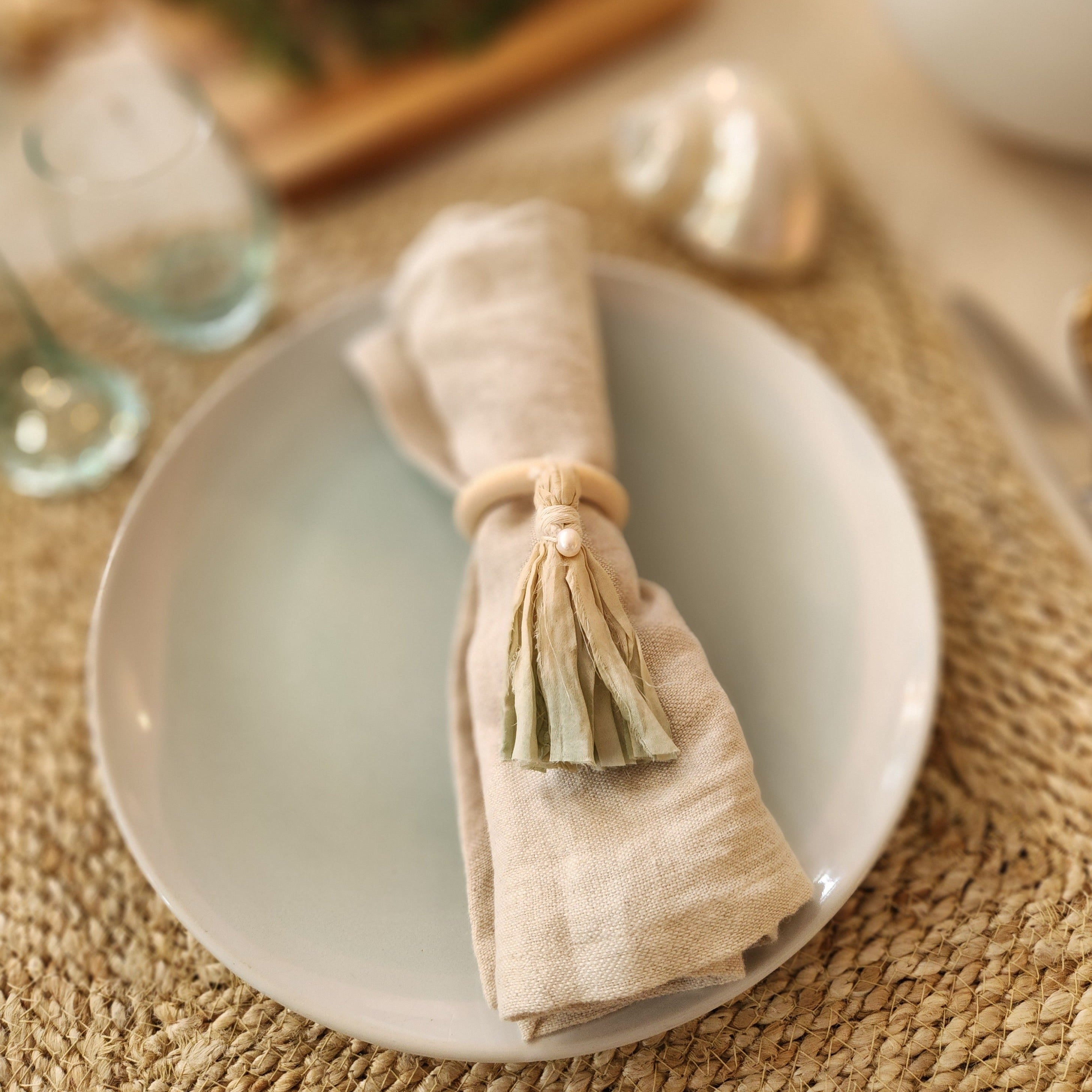 Fresh Water Napkin Ring - Sea Green Design