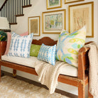 Coral Gardens Embroidered 22x22 Pillow in Blue - Sea Green Designs