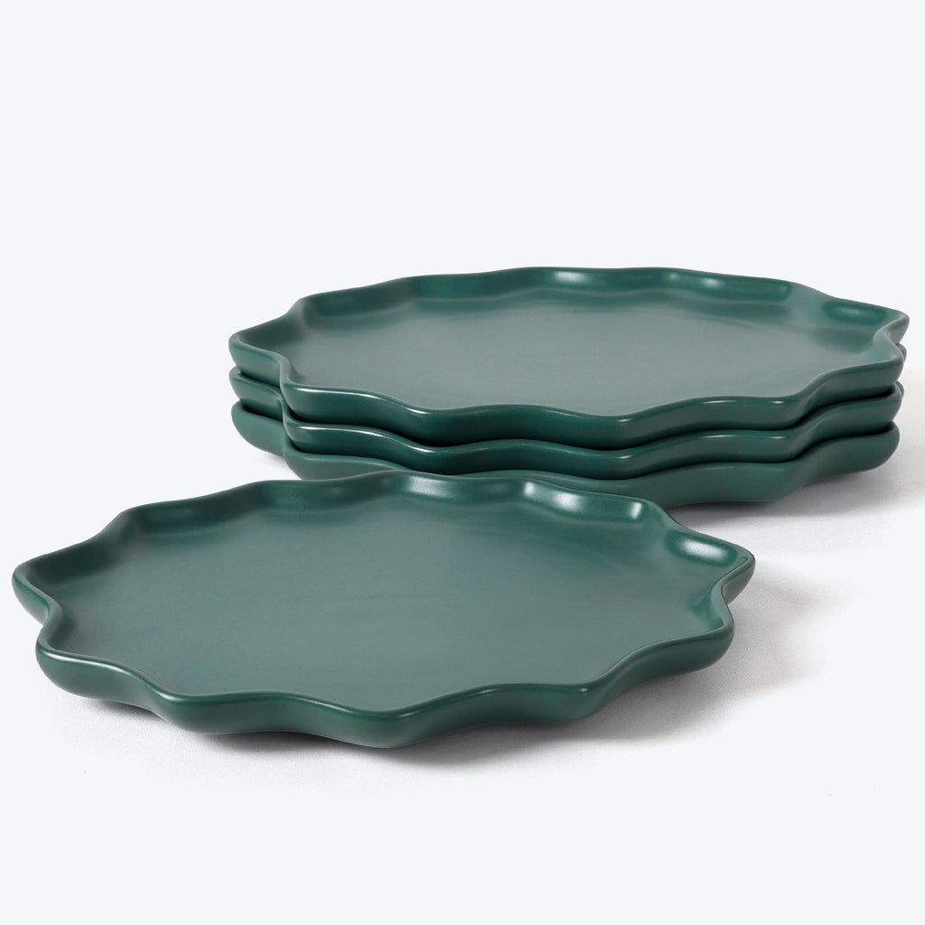 Forest Star Dinner Plate Recycled Ceramic Eco-Clay, Set of 4 - Sea Green Designs