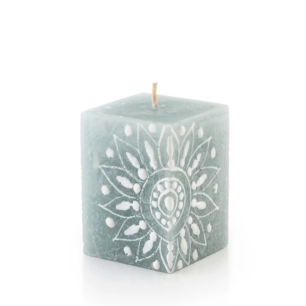 Henna Duck Egg Painted Candles - Sea Green Designs