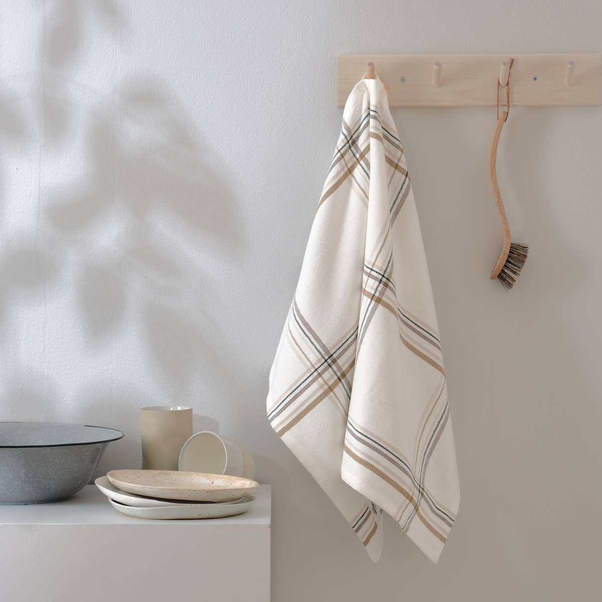 Kitchen Towel in Earth Check - Sea Green Designs