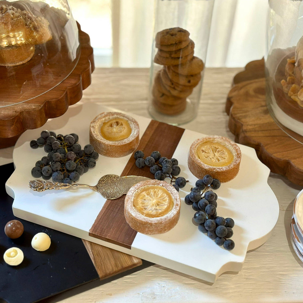 Trefoil Wood Cheese Board Charger in White - Sea Green Designs