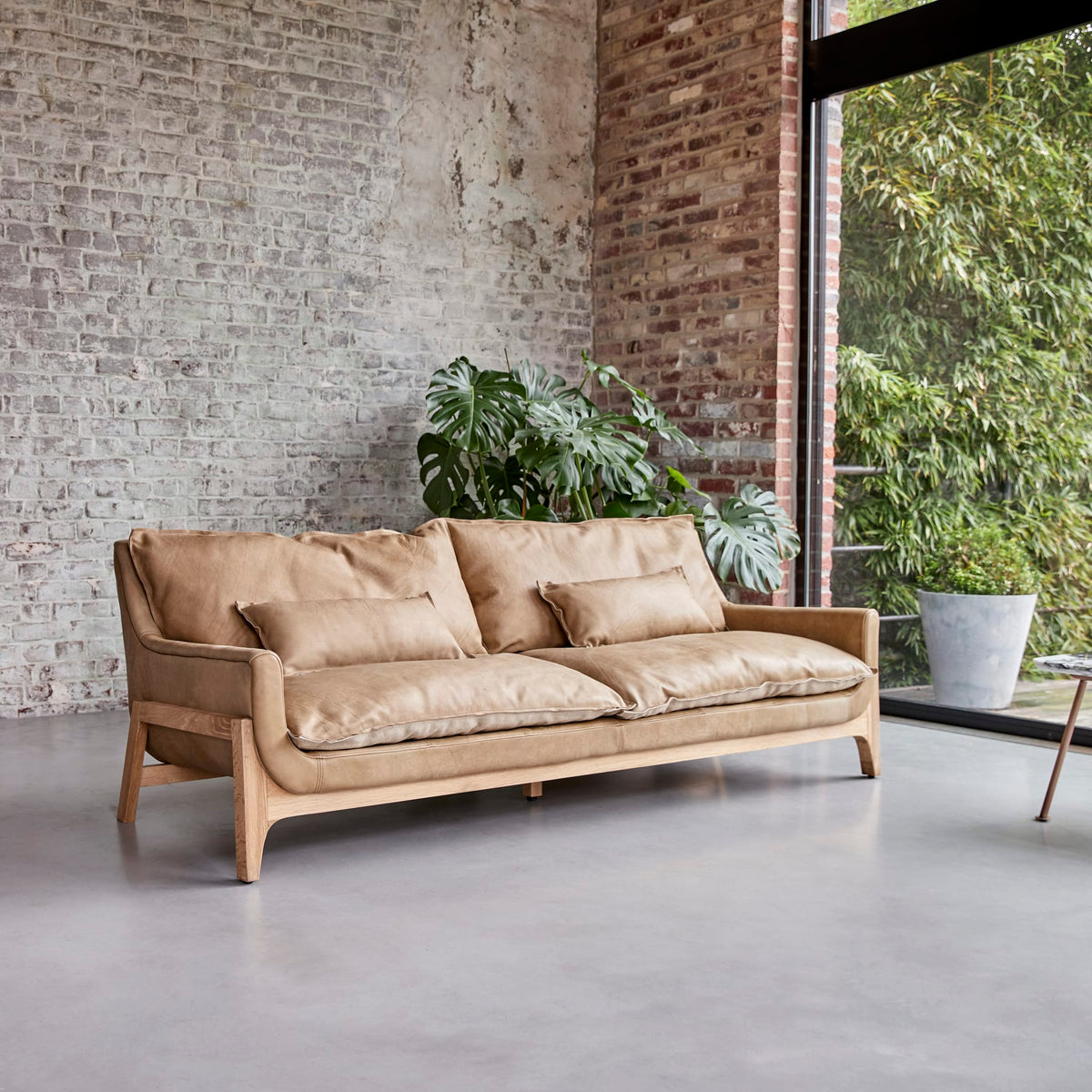 Woodnest - Solid Oak and Leather Cheyenne 3-Seat Sofa – image 3