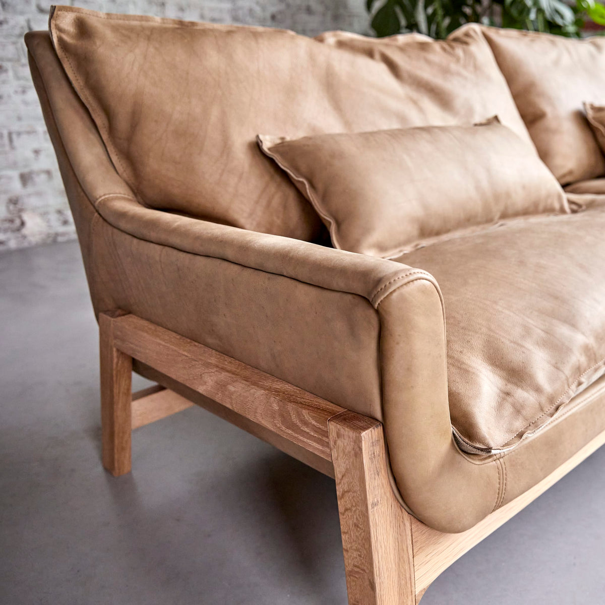 Woodnest - Solid Oak and Leather Cheyenne 3-Seat Sofa – image 5