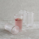 Pressed Clear Tall Glasses, Set of 4 - Sea Green Designs