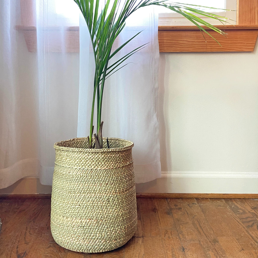 Iringa Basket Natural - Sea Green Designs