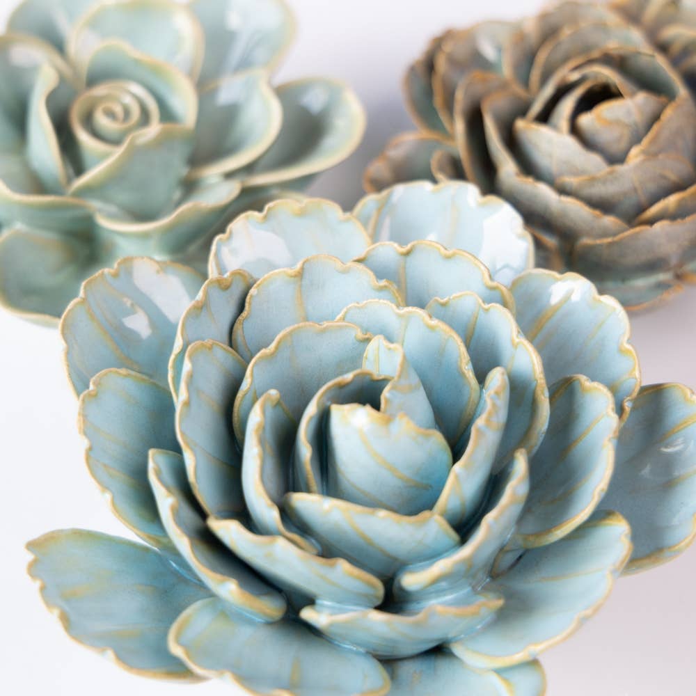 Coral Robin's Egg Blue Keiko Peony Flower - Sea Green Designs