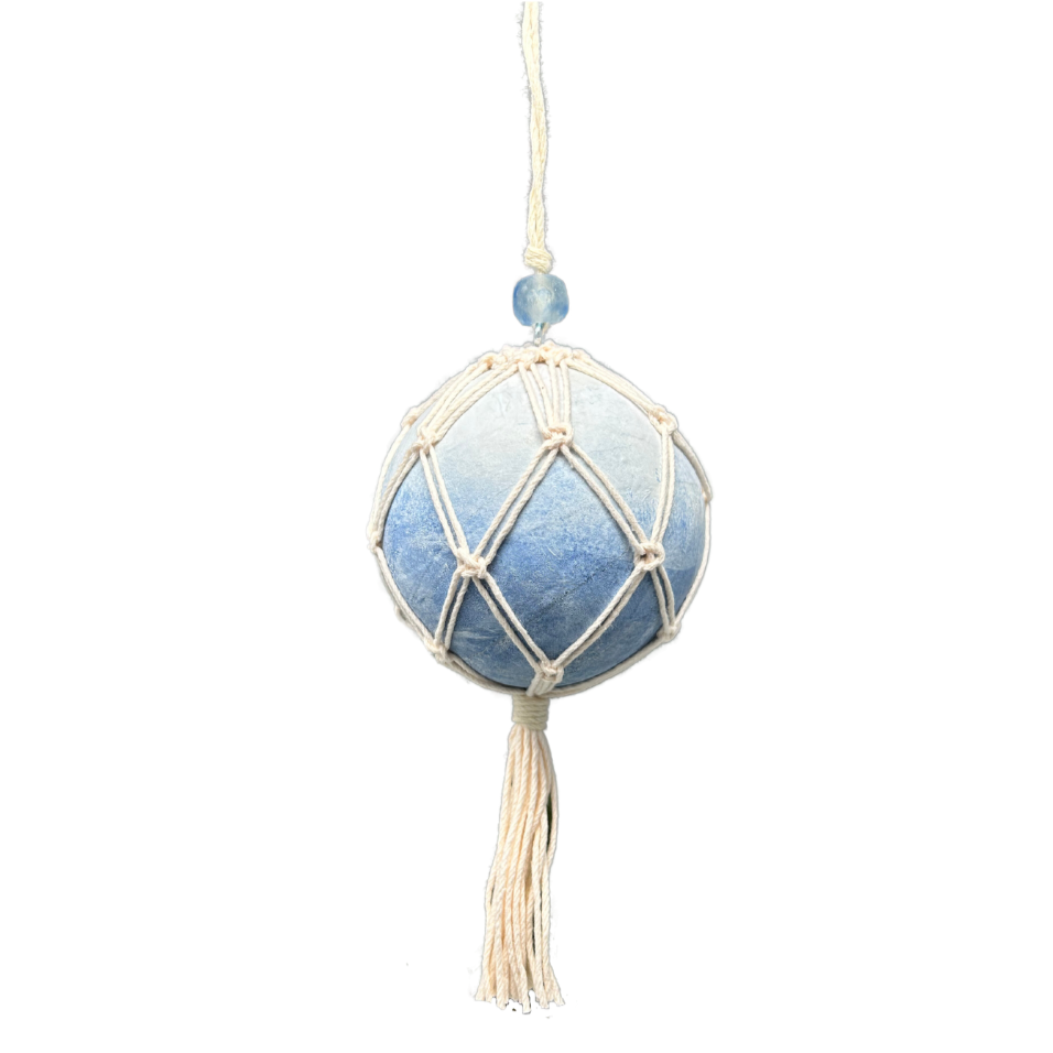 Macrame Ocean Orb Ornament - Sea Green Designs