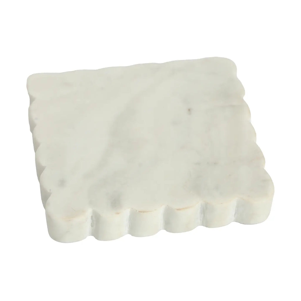 Scalloped Marble Square Trivet - Sea Green Designs