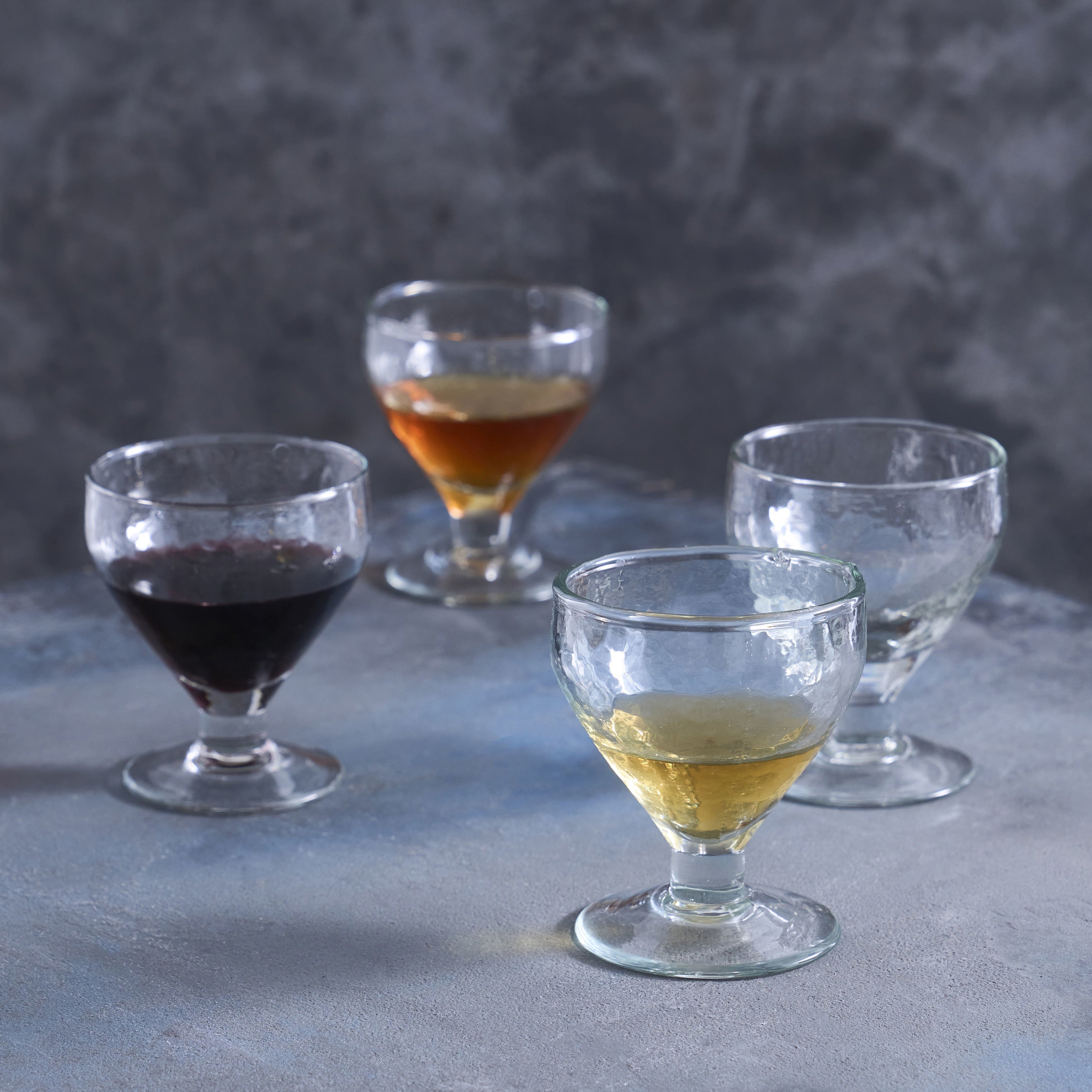 Pebbled Footed Glasses, Set of 4 - Sea GReen Designs