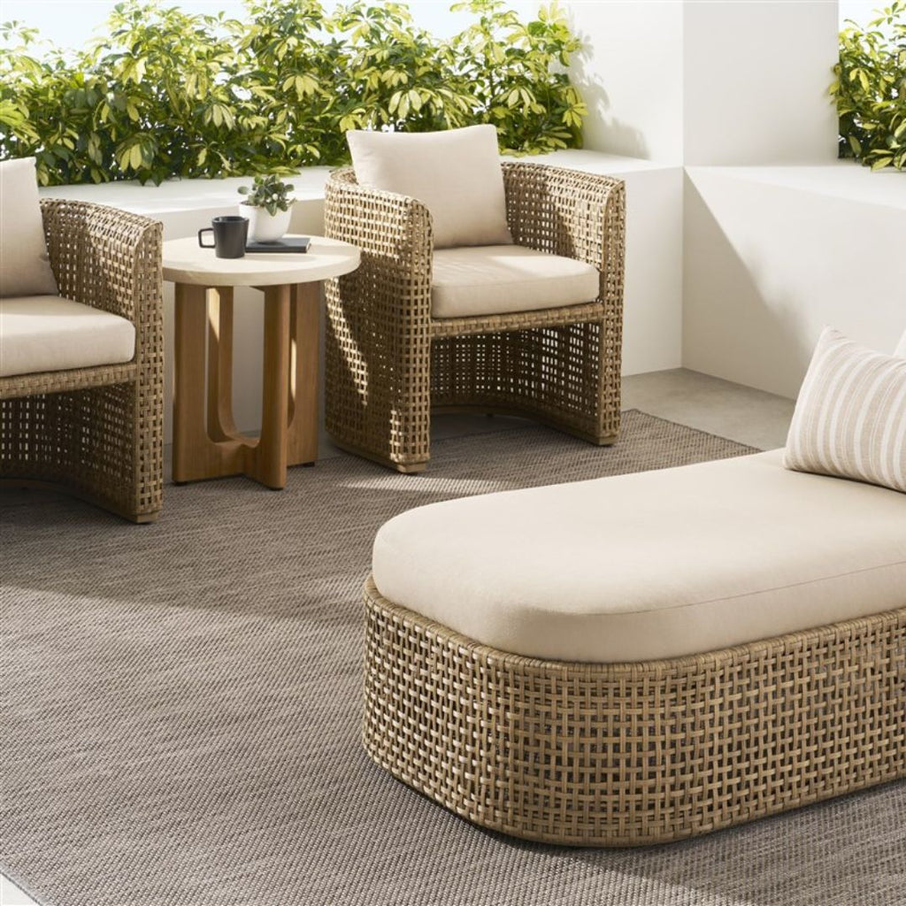 Bliss Outdoor End Table- Wood & Travertine