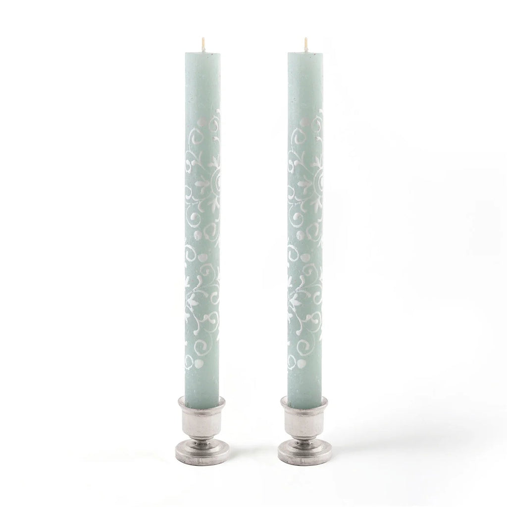 Henna Duck Egg Painted Candles - Sea Green Designs
