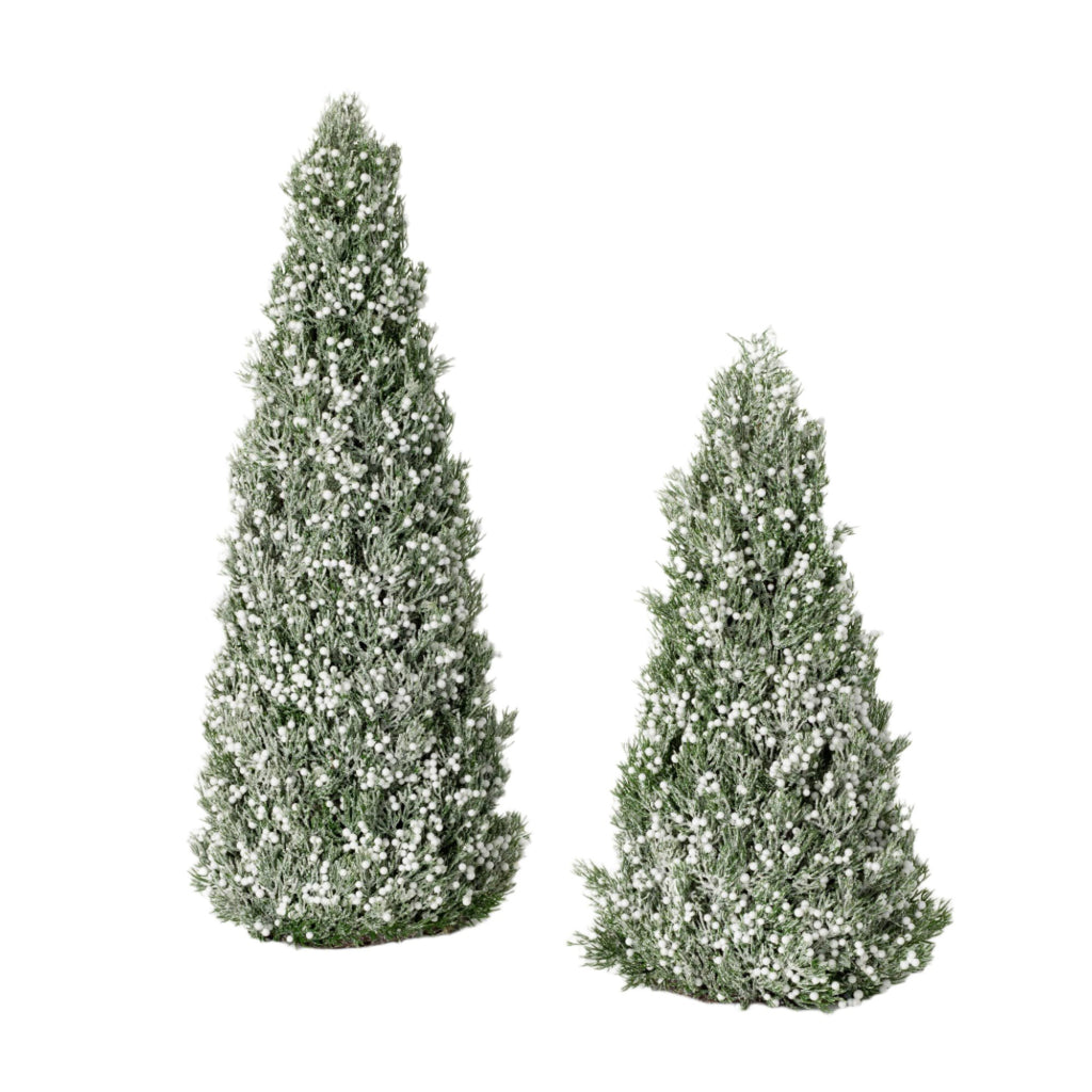 White Berry Frosted Tree, Set of 2 - Sea GReen Designs