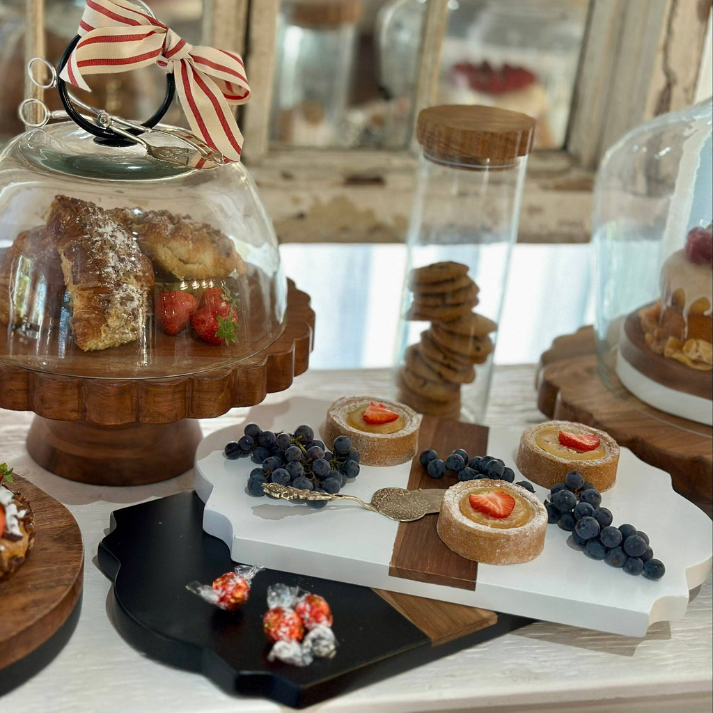 Trefoil Wood Cheese Board Charger in White - Sea Green Designs