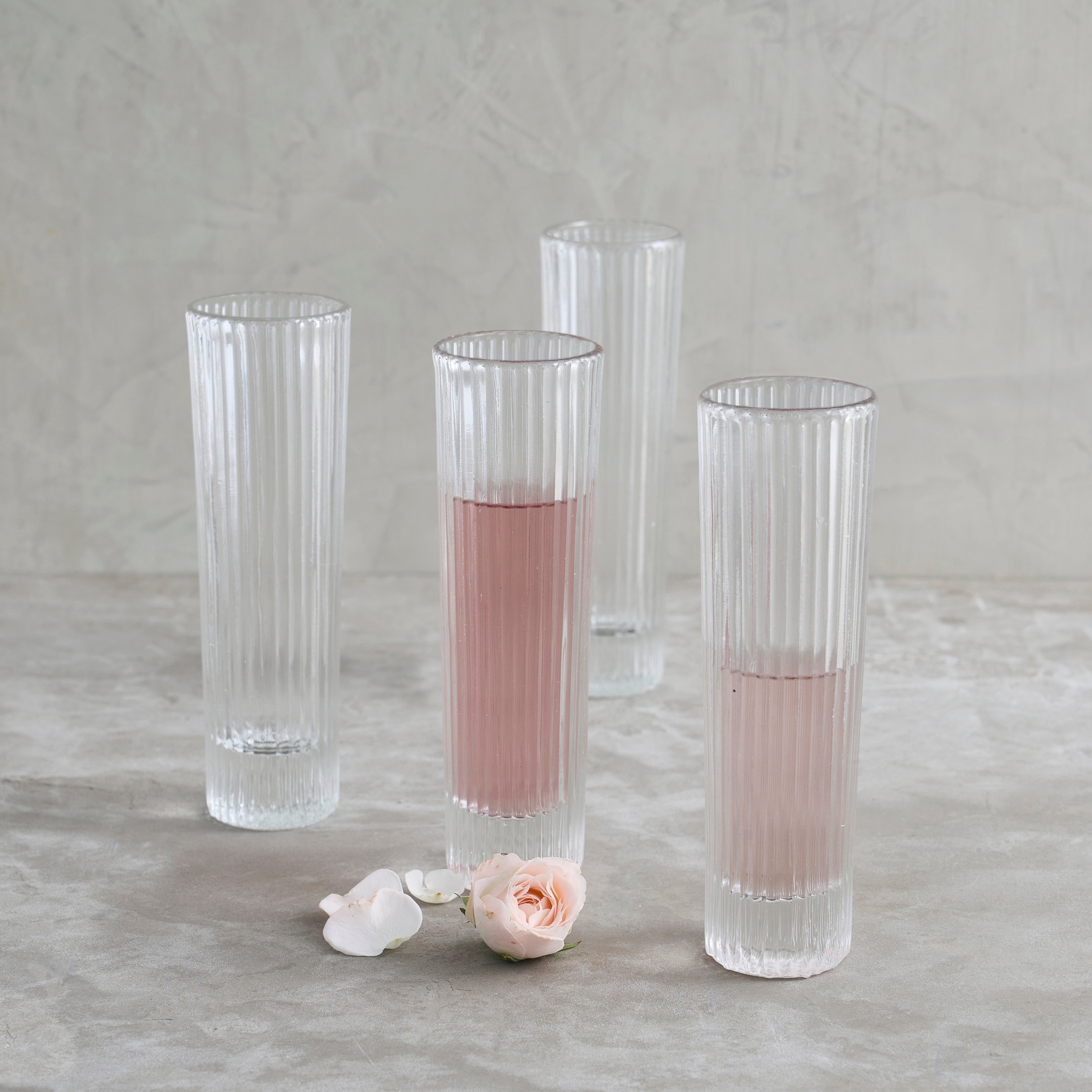Pressed Clear Champagne Glasses, Set of 4 - Sea Green Designs