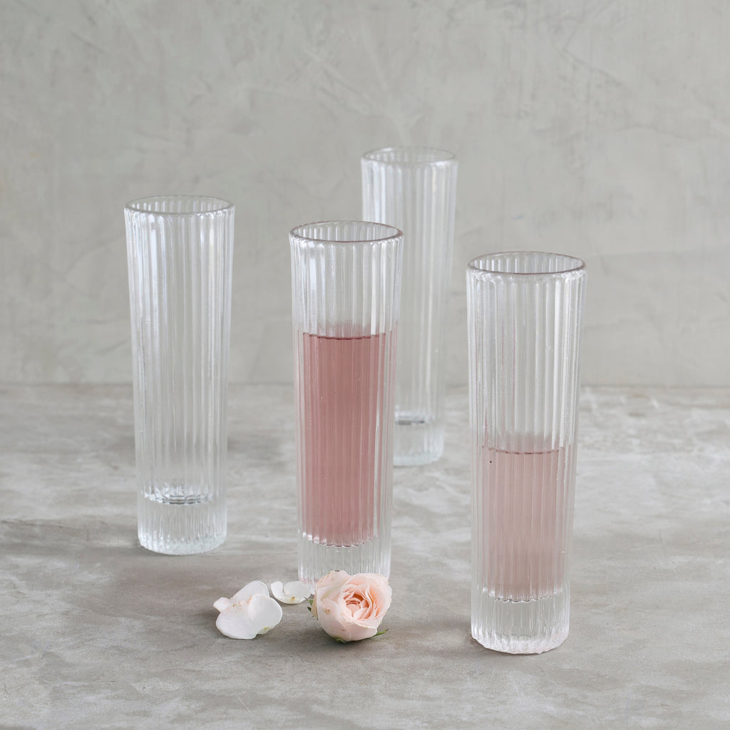 Pressed Clear Champagne Glasses, Set of 4 - Sea Green Designs