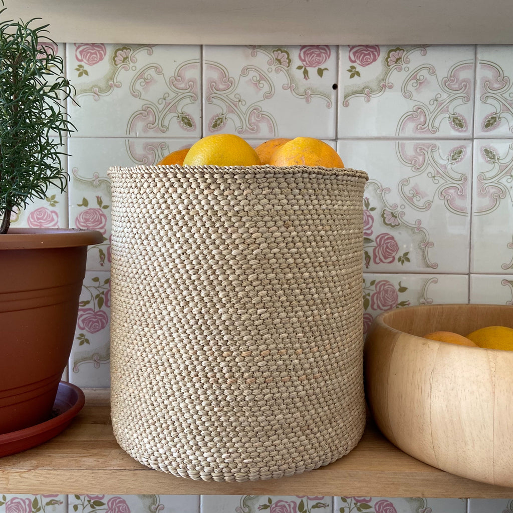 Iringa Basket Natural - Sea Green Designs