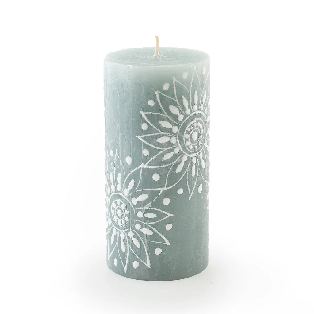 Henna Duck Egg Painted Candles - Sea Green Designs