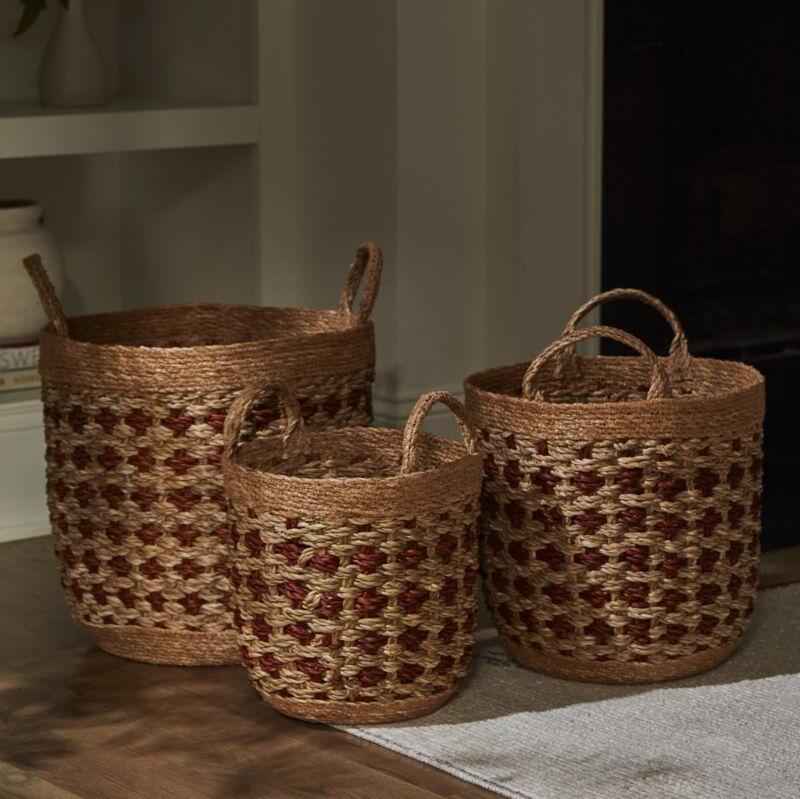 Boro Basket, Set of 3 - Sea Green Designs