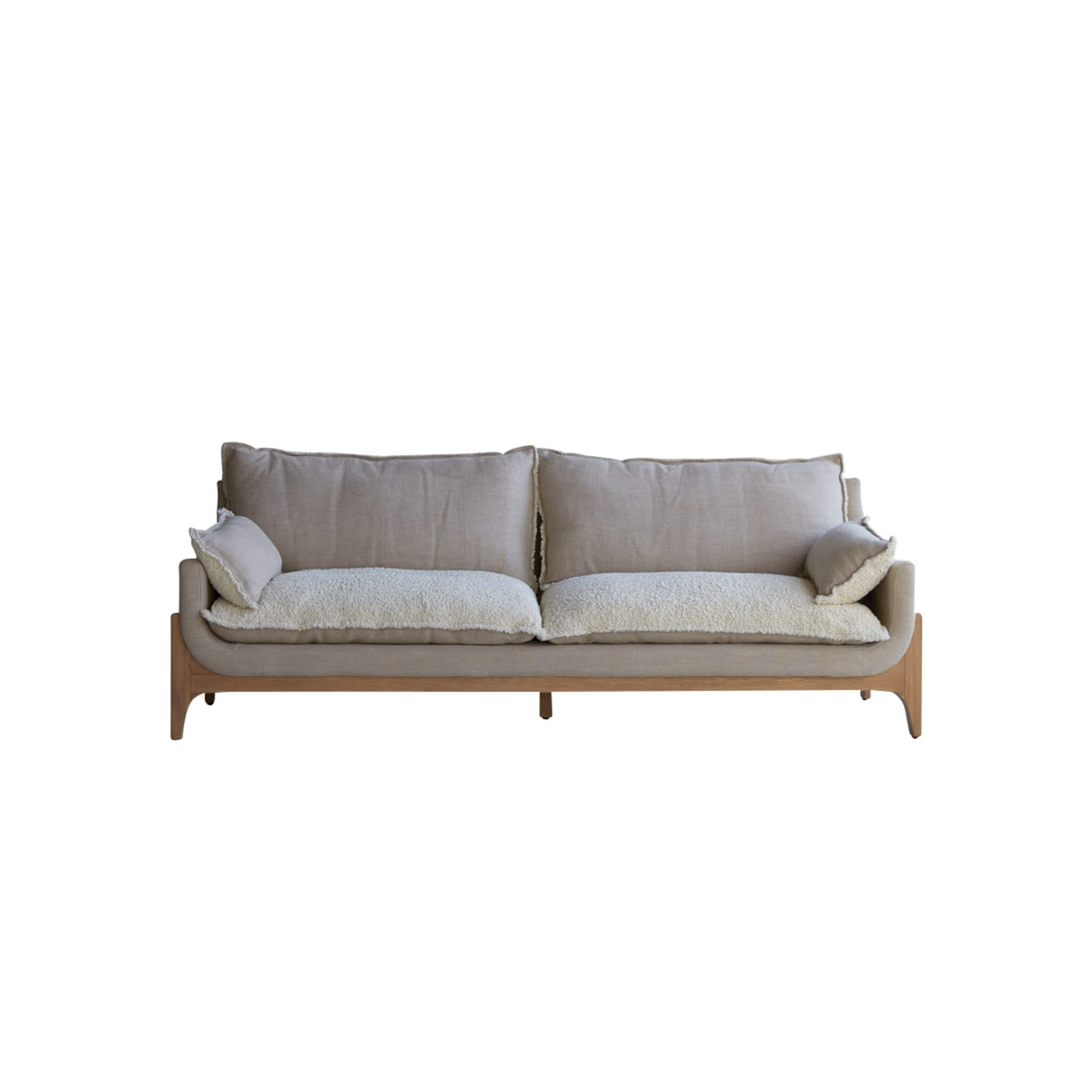Woodnest - Solid Oak and Linen Fabric 3-Seat Sofa – image 11