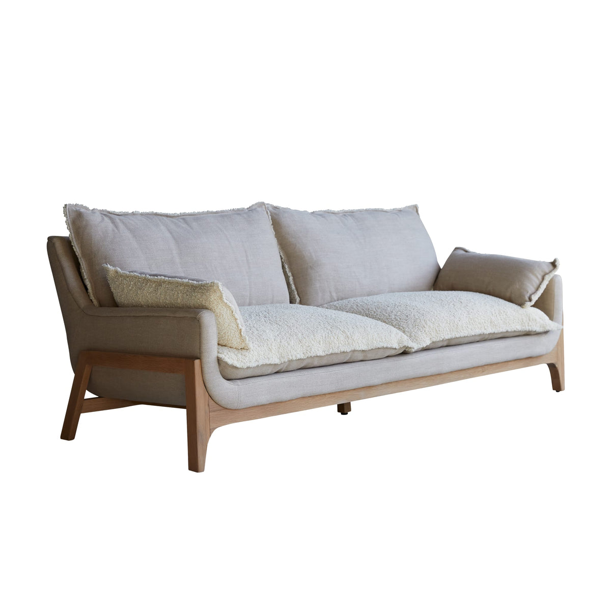Woodnest - Solid Oak and Linen Fabric 3-Seat Sofa – image 12