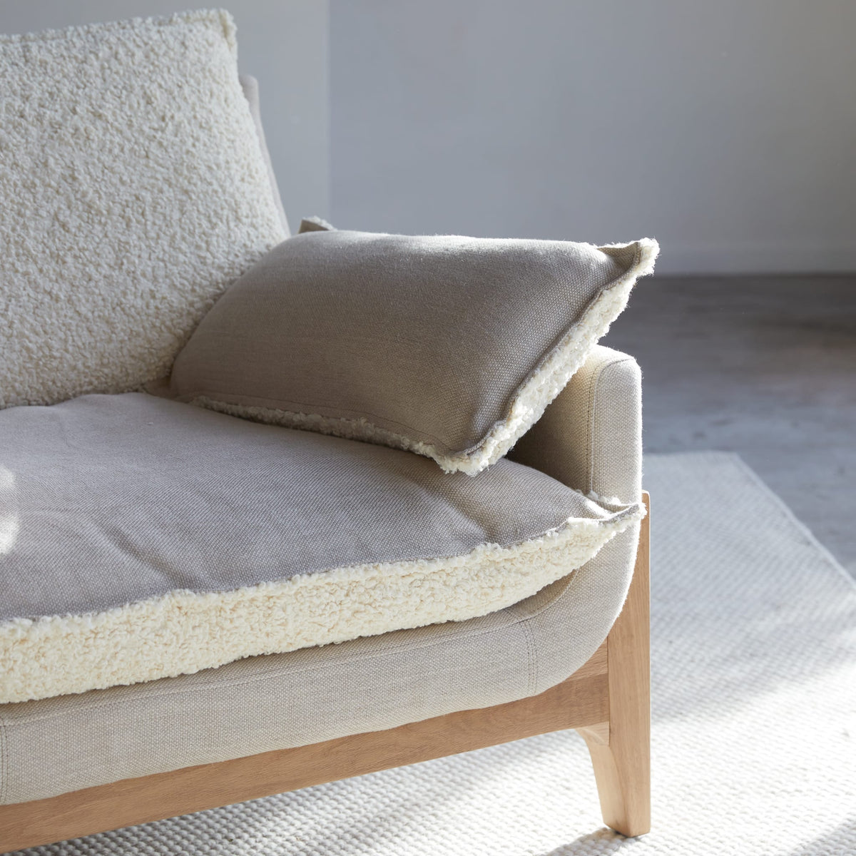 Woodnest - Solid Oak and Linen Fabric 3-Seat Sofa – image 6