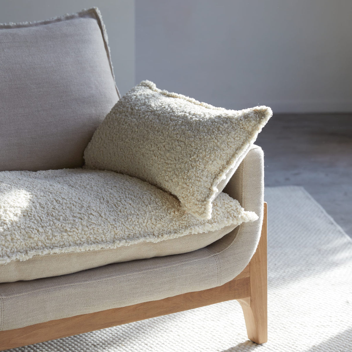 Woodnest - Solid Oak and Linen Fabric 3-Seat Sofa – image 8