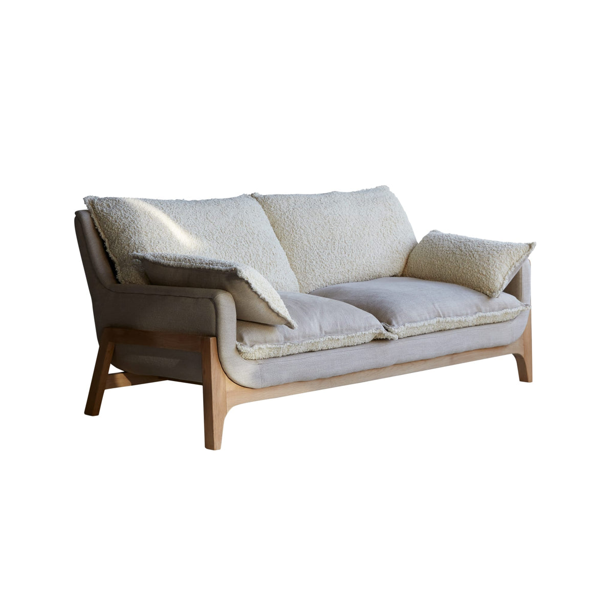 Woodnest - Solid Oak and Linen Fabric 2-Seat Sofa – image 11
