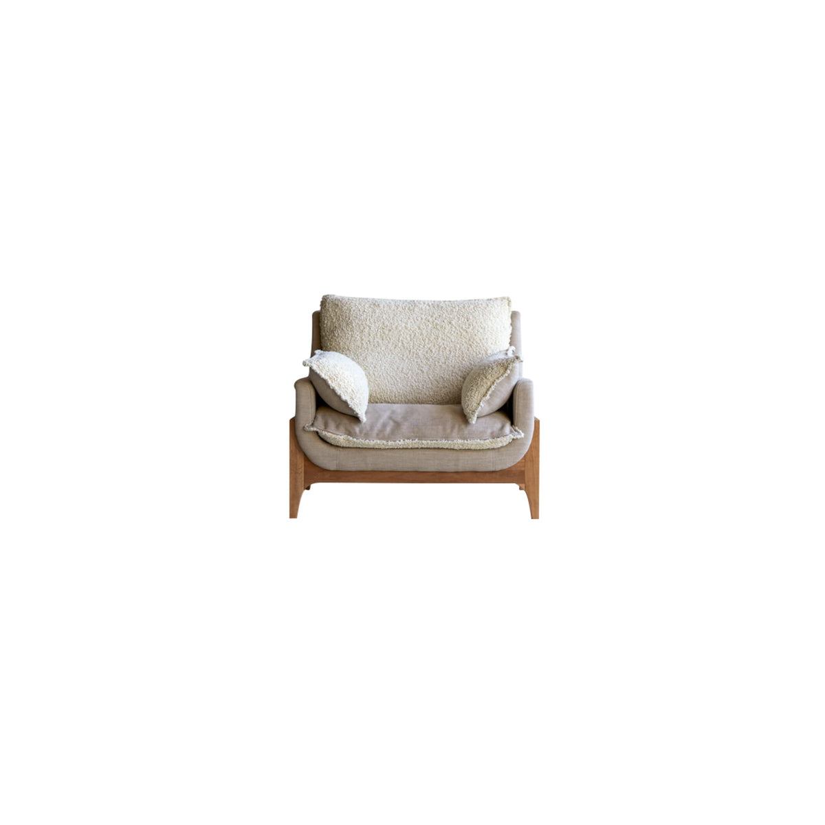 Woodnest - Solid Oak and Linen Fabric Armchair – image 7