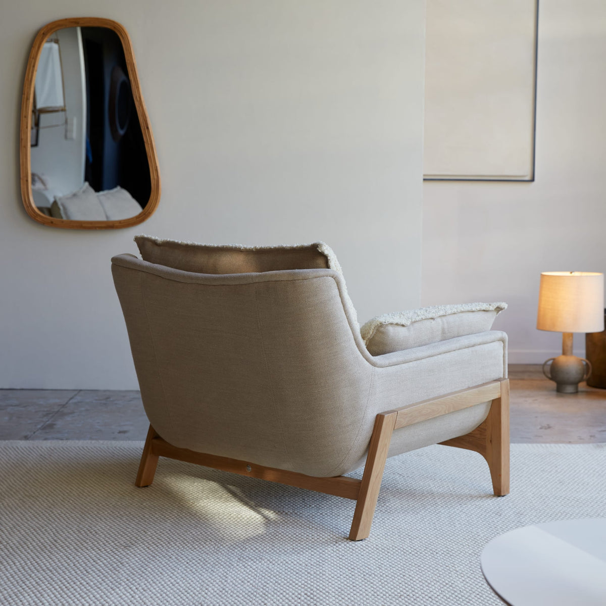 Woodnest - Solid Oak and Linen Fabric Armchair – image 5