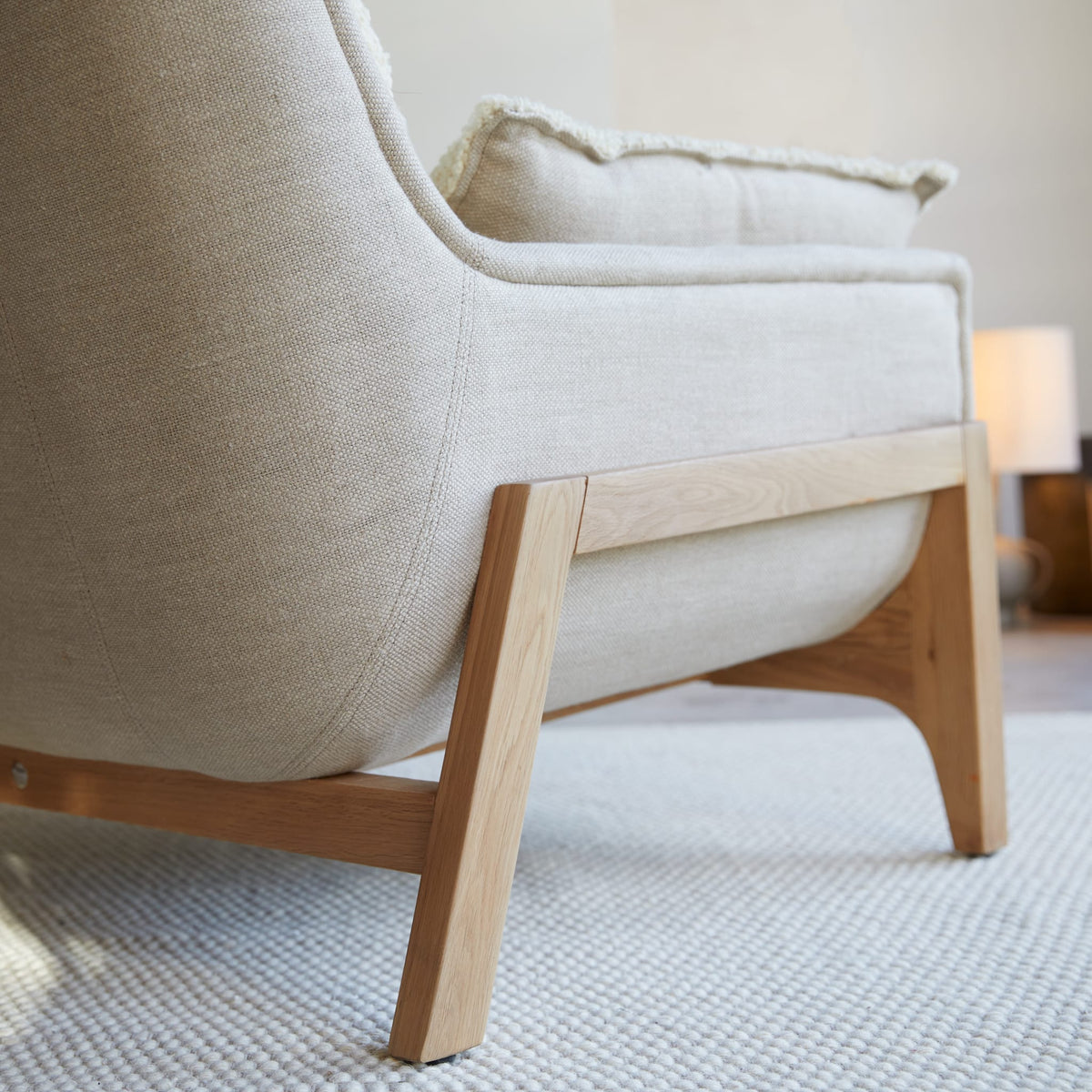 Woodnest - Solid Oak and Linen Fabric Armchair – image 6