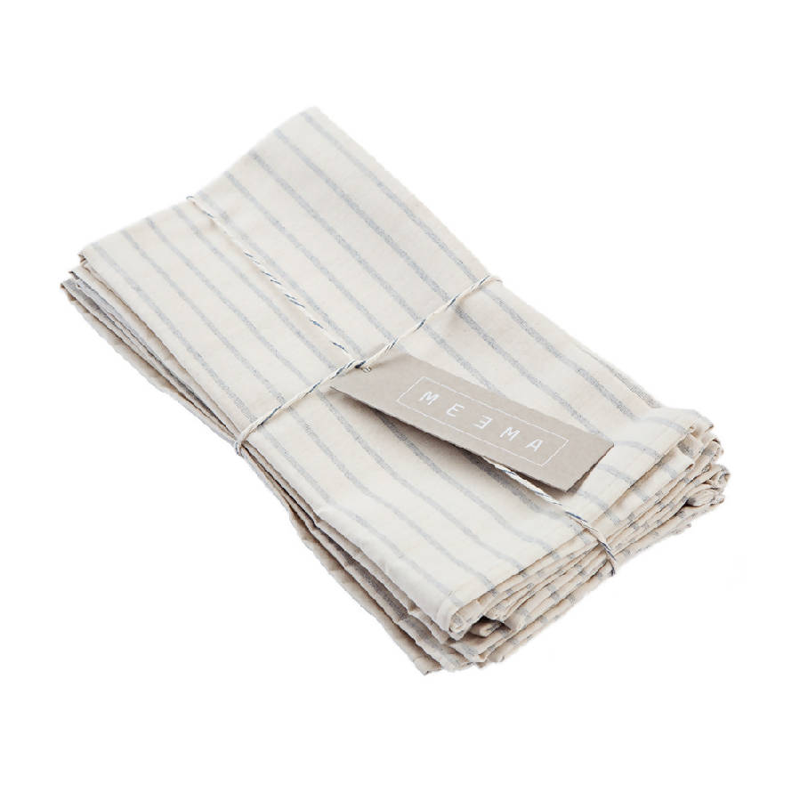 Natural Striped Cotton Napkin, Set Of 4 - Sea Green Designs