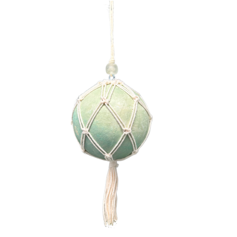 Macrame Ocean Orb Ornament - Sea Green Designs