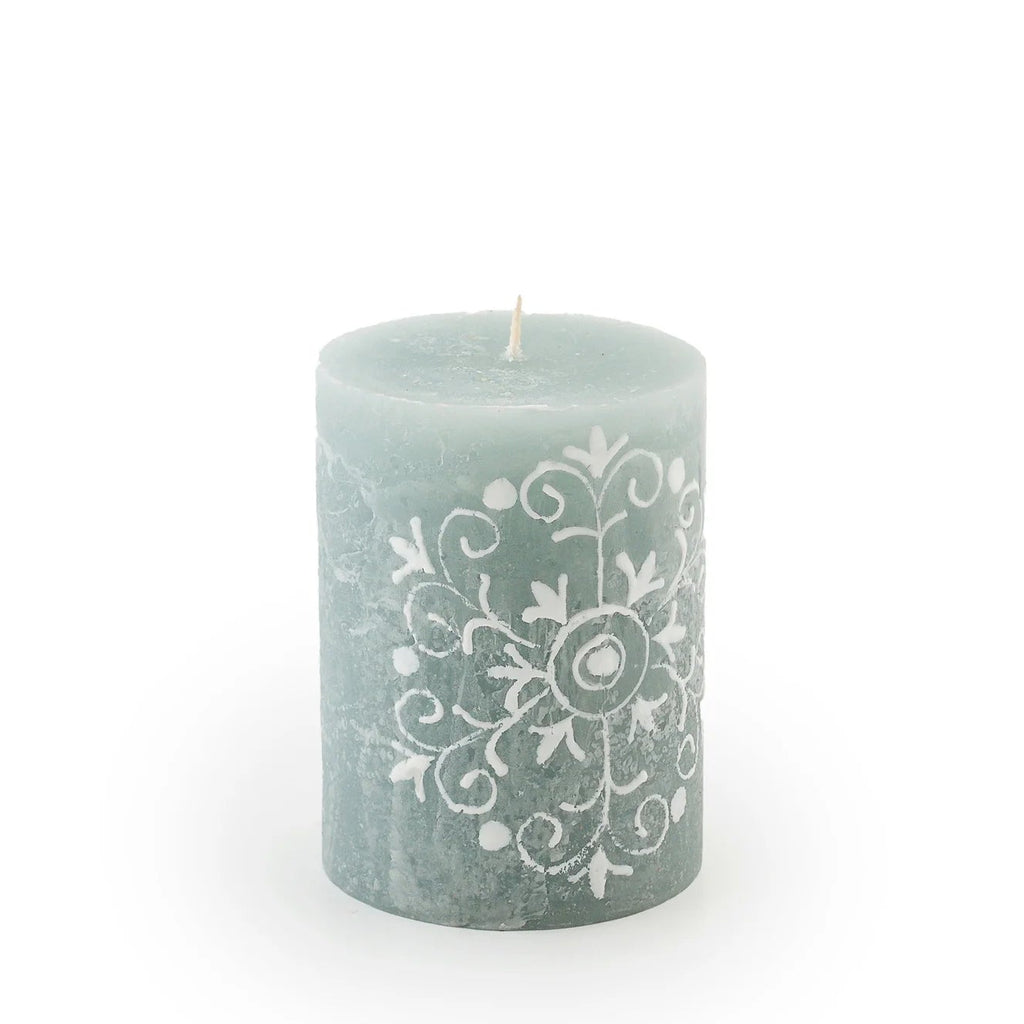 Henna Duck Egg Painted Candles - Sea Green Designs